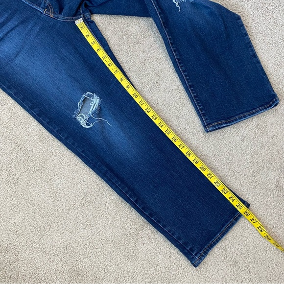 Levi’s Ribcage Straight Ankle Jeans Button Fly Distressed 32 Blue - Picture 8 of 9